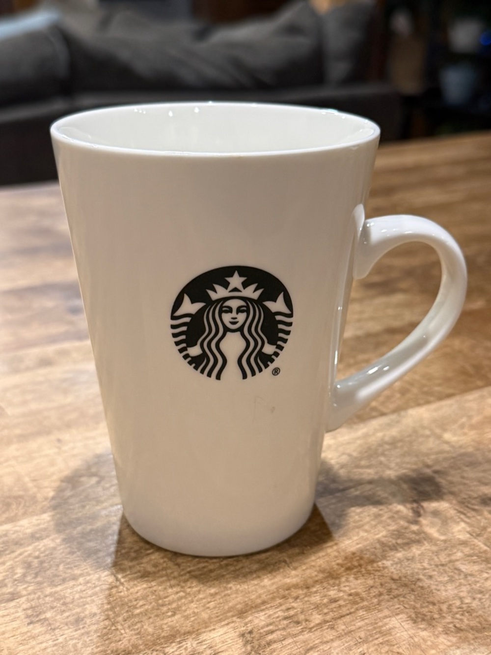 Starbucks 16 oz White Mug with Black Siren Mermaid Logo